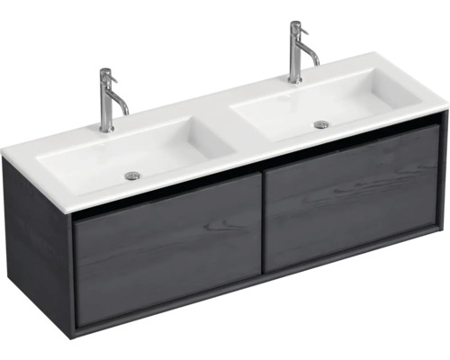 Wastafelonderkast met twee wastafels en twee laden