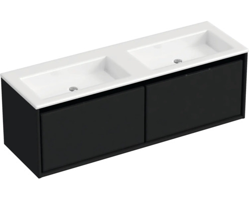 Wastafelmeubel met twee wastafels en onderkast voor badkamer