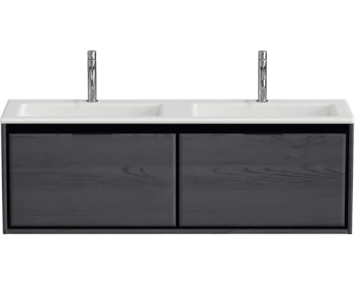 SANOX Badkamermeubelset Loft met dubbele wastafel mat met twee kraangaten 140,5 cm black oak SANOX Badkamermeubelset Loft met dubbele wastafel mat met twee kraangaten 140,5 cm black oak