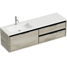 Wastafelmeubel met houtlook en opzetwastafel