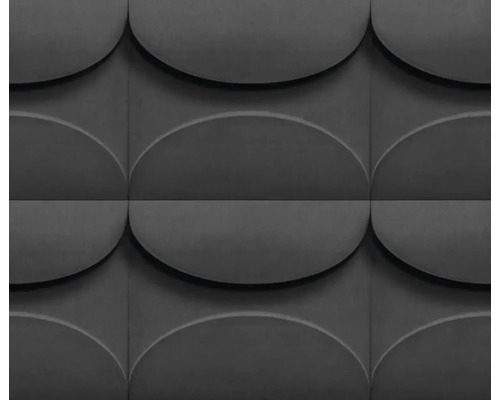 MARBURG Vliesbehang 34486 Shades 3D steenoptiek zwart Decoratieve wandpanelen met een halfrond patroon
