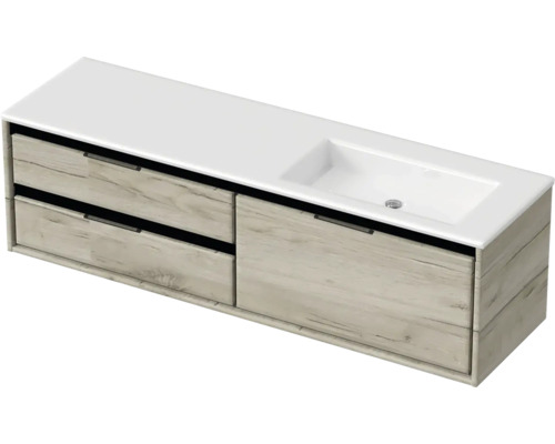 Wastafelonderkast met twee laden en een wastafel