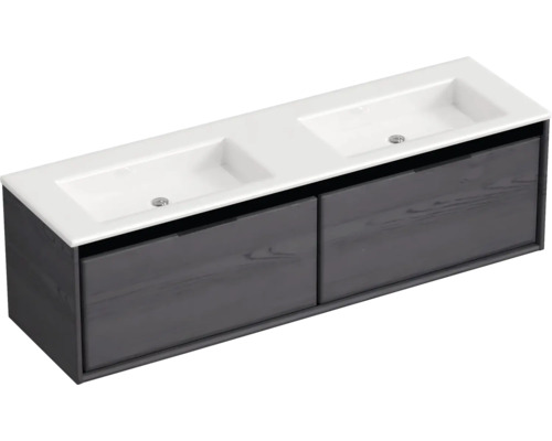 Wastafelonderkast met twee wastafels en twee lades