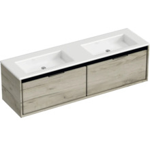 Wastafelonderkast met twee wastafels en twee lades in houten design