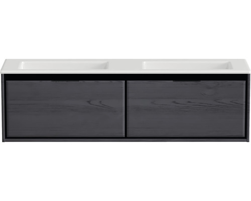Wastafelonderkast met twee wastafels en laden