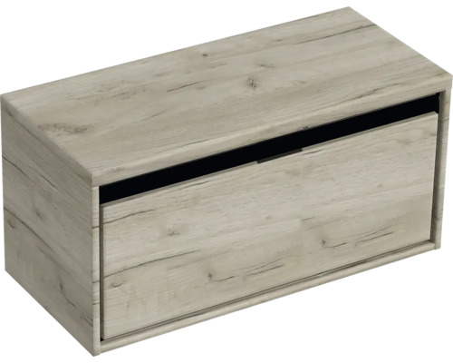 Houtkleurige wastafelonderkast met lade