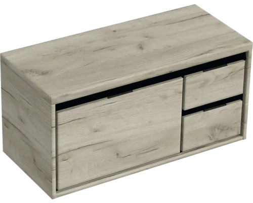 Wastafelonderkast met twee laden in houtlook