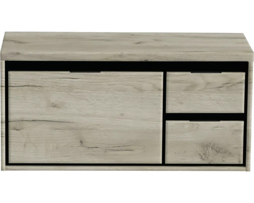 SANOX Badkamermeubelset Loft met wastafelblad 48,6x100,2x45 cm craft oak Wandkast met houten decor en drie laden