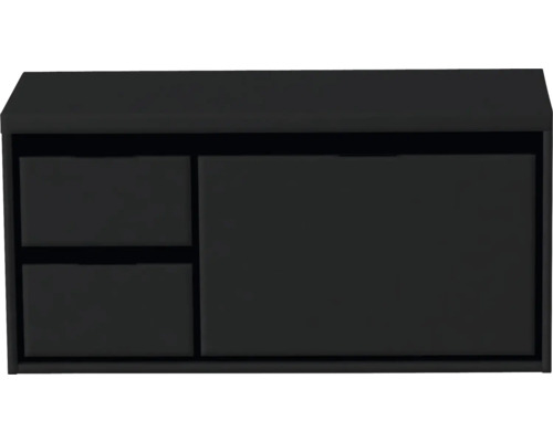 SANOX Badkamermeubelset Loft met wastafelblad 48,6x100,2x45 cm zwart mat Zwarte wastafelonderkast met lades