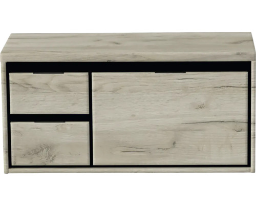 SANOX Badkamermeubelset Loft met wastafelblad 48,6x100,2x45 cm craft oak Schoenenkast met twee laden en één klep