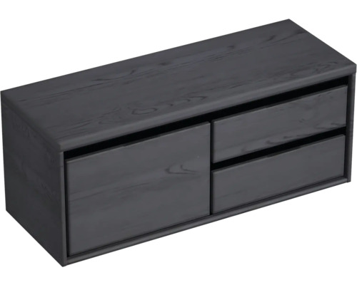 Hangende wastafelonderkast met twee houten laden