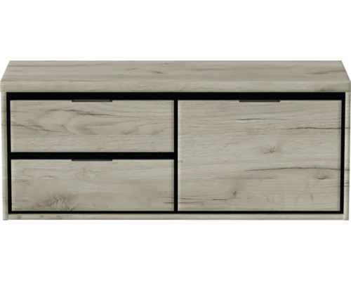 SANOX Badkamermeubelset Loft met wastafelblad 48,6x120,2x45 cm craft oak Houten schoenenkast met twee laden en een deur