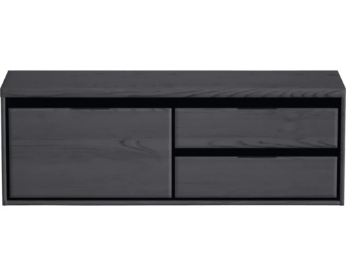 Grijze onderkast met een deur en twee laden