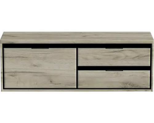 SANOX Badkamermeubelset Loft met wastafelblad 48,6x140,2x45 cm craft oak Hangende kast met drie laden in houtlook