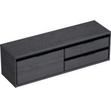 Hangende wastafelonderkast met twee houten laden