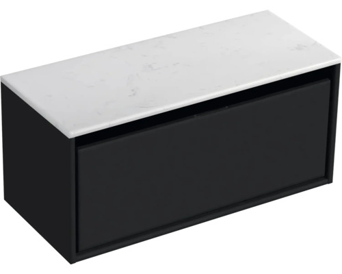 Hangende wastafelonderkast met lade en wastafelblad