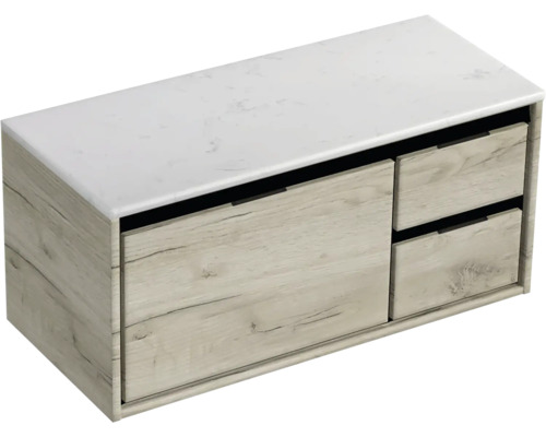 Wastafelonderkast met twee laden en marmeren blad