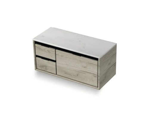 Wastafelonderkast met twee lades en houtlook blad