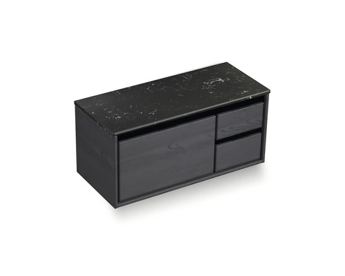 Wastafelonderkast met lades en stenen blad