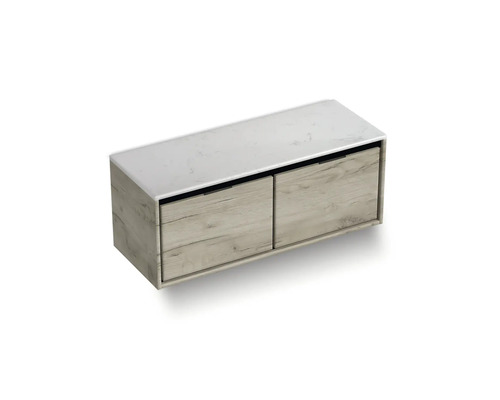 Wastafelonderkast met twee laden en een blad