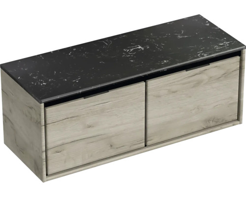 Wastafelonderkast met twee lades en stenen blad