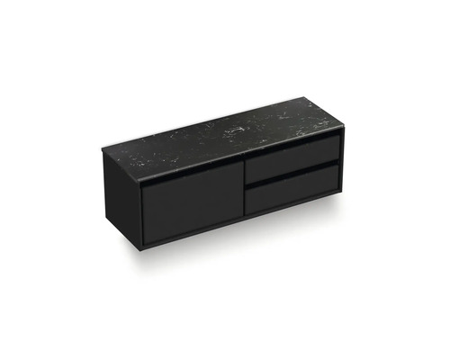 Zwart badkamermeubel met lades en opbergruimte