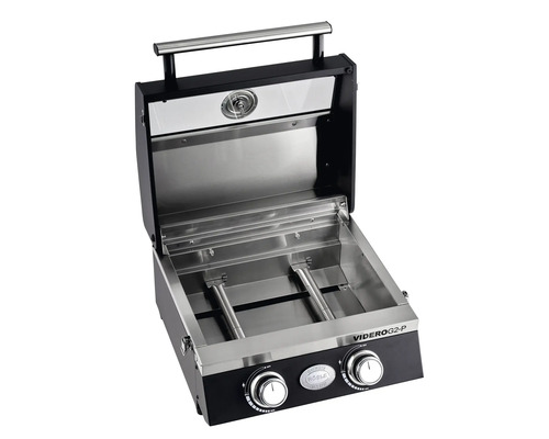 Gasbarbecue met twee branders en open deksel