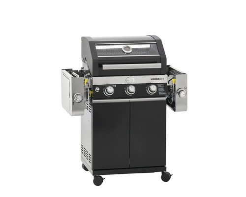 Gasbarbecue met drie branders, onderkast en zijbranders
