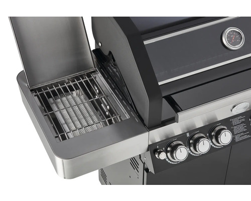 Gasbarbecue met open zijbrander en temperatuurweergave