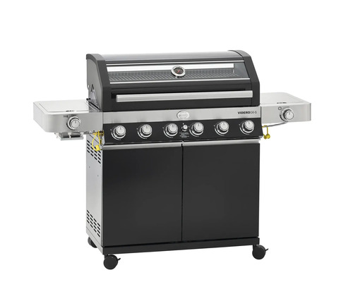 Gasbarbecue met vijf branders, zijbranders, onderkast en glazen deksel