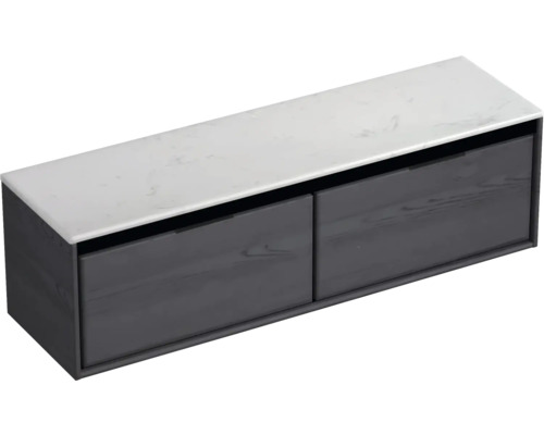 Wastafelonderkast met twee laden en marmeren blad