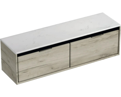 Wastafelonderkast met twee lades en marmeren blad
