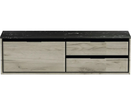 Wastafelonderkast met laden en opbergplank