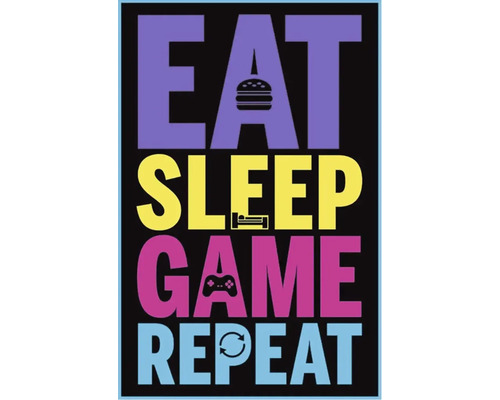 Decopaneel Eat, Sleep, Game, Repeat 61x91 cm