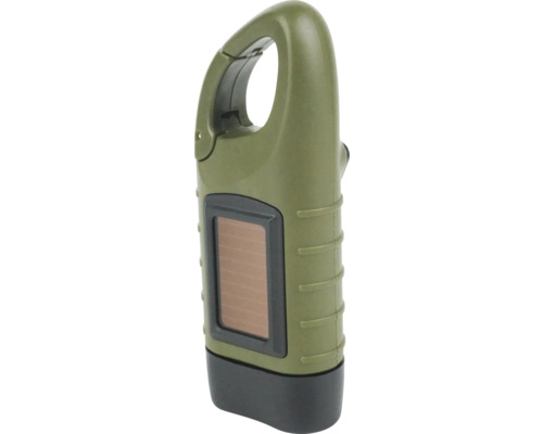 Handcrank zaklamp op zonne-energie met karabijnhaak