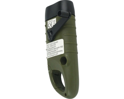 Zaklamp met draaihendel en karabijnhaak