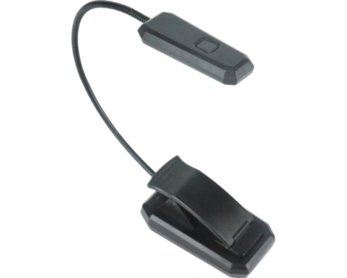 Zwarte leeslamp met clipbevestiging en flexibele arm