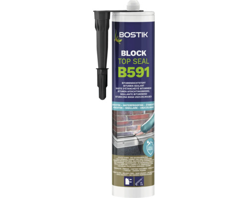 BOSTIK BLOCK B591 Bitumen afdichtingskit, 300 ml Bostik Block Top Seal B591 bitumen dichtingsmiddel cartridge