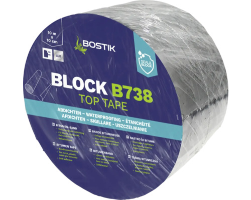 BOSTIK BLOCK B738 Zelfklevend bitumenband aluminium, 10 m x 10 cm