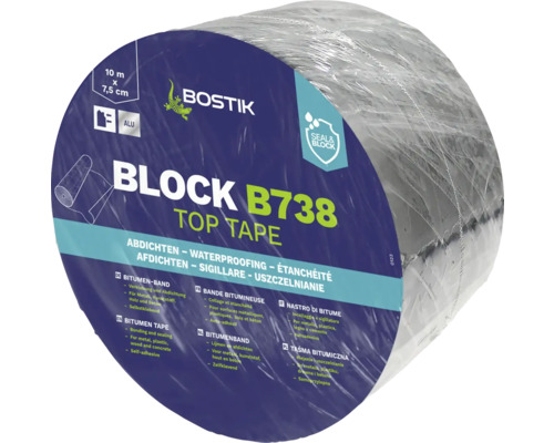 BOSTIK Block B738 top tape bitumenband aluminium 10 m x 7,5 cm BOSTIK Block B738 top tape bitumenband aluminium 10 m x 7,5 cm