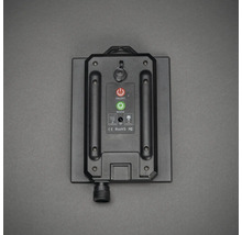 Achterkant van een solarlamp met aan/uit-schakelaar en modusknop