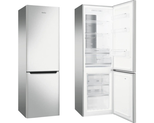AMICA KGCN 388 140 E Inbouw koel-vriescombinatie Amica koel-vriescombinatie met geopende deur voor een blik op de binnenkant.