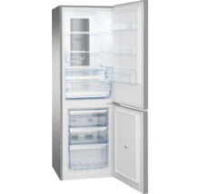 Geopende koelkast met vriesvak, voorzien van planken en laden