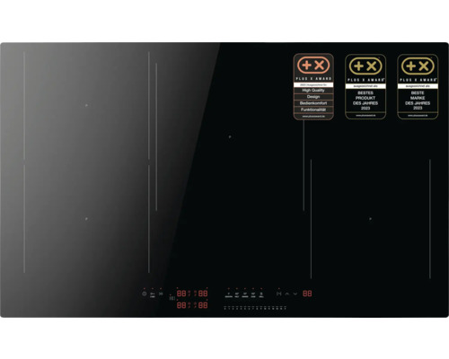 Zwarte inductiekookplaat met Plus X Award keurmerk