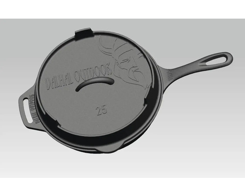 Gietijzeren pan met deksel van het merk Dalhäl Outdoor, 25 centimeter
