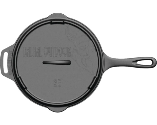 VALHAL Skillet gietijzer deksel ø 25 cm met grillpatroon zwart