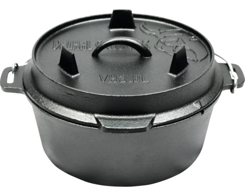 VALHAL Dutch Oven braadpan gietijzer 3,8 L zwart