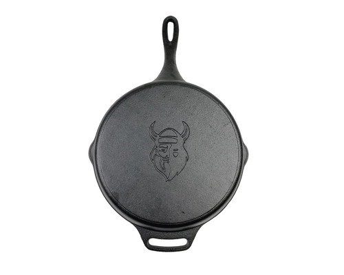 Gietijzeren braadpan met Viking motief