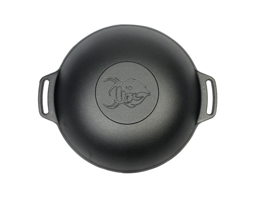 Zwart wokdeksel met logo