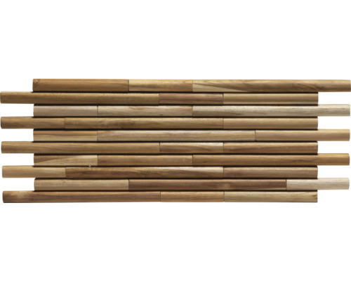 REBEL OF STYLES Steenstrip UltraWood hout teak Round Wandbekleding van houten stukken